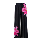 S - XL New Flower Printed Floral Long Sleeve With Pants One Piece Swimsuit Women Swimwear Female Bather Bathing Suit Swim V7099