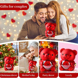 Teddy Bear Rose Gift Box, Jewelry Box with Hidden Space for Ring or Earrings,Jewellery Not Included,for Mother's Day,Anniversary
