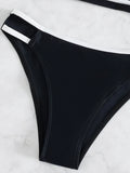 Splicing One Shoulder Bikini Women Swimwear Female Bandeau Swimsuit Two-pieces Bikini Set High Cut Bathing Suit Swim Beach Wear