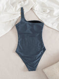 Sexy Woman Swimsuit Summer Set Female Biquini Ladies Swimwear 2026 New Shiny One-Shoulder Backless One Piece For Vacation