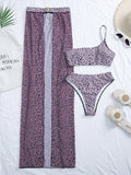 New One shoulder Bikini 2025 Female Swimsuit Women Swimwear Three-pieces Bikini set Mesh Long Skirt Beach wear Bathing Suit Swim