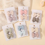 2Pcs/Set Cute Cotton Bowknot Hair Clips for Baby Girls Ins Style Hair Bows Plaid Boutique Hairgripes Kids Hair Accessories Gift