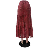 Mesh Sheer Lace Skirts Women High Waist Street Fashion Loose Hollow Out Long Skirt Party Sexy Patchwork Clubwear 2026 50JZ