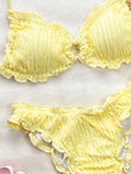 Summer Ruffles High Waist Bikini Set 2026 Women Hollow Out Circle Push Up Bra Two Piece Swimsuit Beach Bathing Suit Swimwear
