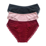 3Pcs/Set Women Lace Briefs Female Underpants Solid Color Pantys M-XL Soft Underwear Sexy Lingerie Intimates Cotton Panties