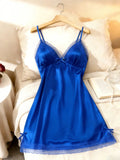 Women Lace Trim Camisole Nightgown V Neck Sleeveless Sleep Dress Soft Solid Color Sleepwear Loungewear Valentine Gift