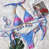 DEKA Shell Bikinis Sexy Swimsuit with Rhinestones Criss Cross Bikini Set Women Pink Push Up Bathing Suit Diamond Thong Swimwear
