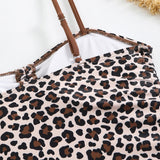 2026 Srappy Swimsuit One Piece Leopard Drawstring Swimwear Women Bathers Bathing Swimming Swim Suit Padded Beachwear Summer