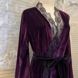 Ultra Long Morning Dress Gown Autumn Winter Velour Sleepwear Women Warm Bathrobe Kimono Sexy Lace Trim Nightgown Bride Homewear