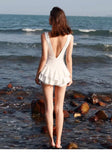 New One-piece Solid Color Swimsuit with Exposed Back and Sexy Suspender for Slimming Beach Hot Spring and Beach Women's Swimsuit