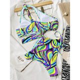 Asymmetric Printed Cut Out One Shoulder One Piece Swimsuit Women Swimwear Female Monokini Padded Bather Bathing Suit Swim V4276