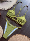 7 Colors New Cross Back Bikini Female Swimsuit Women Swimwear Two-pieces Bikini set High Leg Cut Bather Bathing Suit Swim V8252