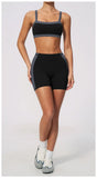 Summer Color Blocking Yoga Suit Women Shockproof Slim Sports Bra High Waist Hip Lift Shorts Gym Running Fitness Sets Tracksuit