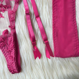 Toucheart Sexy Lingerie Embroidery Printing Bra Garters Set For Women Mesh See- Through Hollow Out Exotic Sexy Underwear Suit
