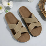 2026 New Summer Autumn Women's Twist Knot Crossed Sandals Non-Slip Flat Casual Resort Beach Outdoor Hawaii Solid Slippers