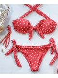 Leopard Knotted Polka Dot Bikini 2025 Women Strapless Bandeau Swimsuit Female Swimwear Two Pieces Bikini Set Bathing Suit Swim