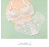 MOYISU French Romance Breathable and Comfortable Breathable Sexy Lace Not Empty Cup Bra Set Pure Desire Girl Super Beautiful