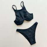 High Neck Underwired Bikini Female Swimsuit Women Swimwear Two-pieces Bikini set Brazilian Padded Bather Bathing Suit Swim V7514
