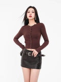 American A-line Half Length Skirt Spring/summer Small Spicy Girl High Waist Slim Fit Tight Sexy Shining Leather Short Skirt 3XQZ