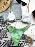 Sexy Cow Print Halter Metal Chains Brazilian Bikini Women Swimsuit Female Swimwear Two Pieces Bikini Set Bathing Suit Swim Lady