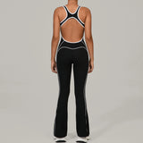 Sexy Backless Bodysuit Women's Set Tracksuits Fitness Sports Jumpsuit Yoga One-piece Suit Flared Pant Fast Dry Workout Clothes