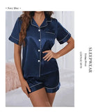 Women Two-piece Pj Sets Sleepwear Loungewear Button-Down Pajama Women 2 Piece Pijama Homewear Shorts Set