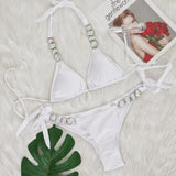 6 Colors Sexy Bikini Women Swimwear Swimsuit Push Up Shiny Crystal Diamond Chain Bikinis Set Bathing Suit Maillot De Bain Femme