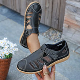 Women Casual Sandals Summer  Hollow Flat Sandals Comfortable Round Head Closed Toe Beach Shoes Sandalias De Mujer