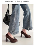 Spring Autumn Platform Mary Jane Shoes Women Thick High Heels Shoes Vintage Slip on Butterfly-knot Pumps 2026 New