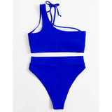 Sexy Tummy Cut out Female Swimsuit High Waist Bikini Women Swimwear Two-Pieces Bikini Set Bather Bathing Suit Swim Lady V2549