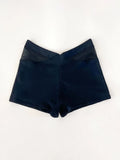 New Women Sexy Solid Ruched Bikini Bottom Mesh Sides High Waisted Two Piece Separate Elastic Flat Leg Swimming Shorts Sale