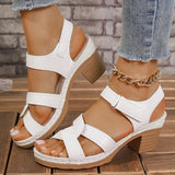 Cross Band High Heels Sandals for Women Summer Plus Size Thick Heeled Casual Sandles Woman Lightweight Non Slip Platform Sandals