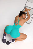 Backless Women's Bodysuit Yoga Combi-pants Shorts Jumpsuits Gym-to-Street Overalls Summer Fitness Jumpsuit for Gym Rompers