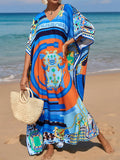 2026 New Colorful Kaftan Tunic Beach Dress Beach Wear Beachwear Beach Cover Up Cover-upsLoose Maxi Dress Female Women V4428