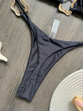 New Sexy Bikini Solid Color Lace-up Split Two-piece Swimsuit for Women
