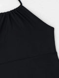 2026 Women's Bikini 2-piece Swimwear Tankini Set Sexy Halter Black Bathing Suit  Floral Print Drawstring High Waist Swimsuit