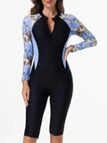 2026 Zipper Slim Swimsuit Women Long Sleeve & Knee One Piece Swimwear Female Bather Bathing Swimming Swim Surf Suit Beachwear