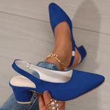 Zoki Fashion Leopard Print Thick Heel Sandals Women Back Strap High Heels Sandals Woman Plus Size 42 Pointed Toe Slingbacks
