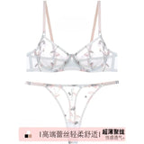 Elegant French Lingerie Set Sexy Embroidery Ultra Thin Bra Thong, Large Bust Minimizer Plus Size Anti Sagging Comfort MOYISU Bra