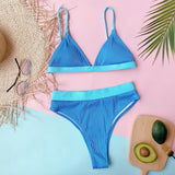 3 Colors Sexy Bikini Women Patchwork Small Floral Print High Waist Swimwear Swimsuit Bikinis Set Bathing Suit Biquinis Feminino