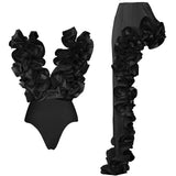 Sexy 3D Flower Bikini Set Brazilian Biquini Low Waist Swimwear Push Up SwimSuit Women Solid Swimwear Sexy Beach Wear Female