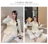 Fashionable Home Pajamas Three-piece Set Island Velvet Pajamas Spring and Autumn Suspenders Sexy Homewear Casual Suit