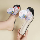 Fashion Flower Women Thin Heels Sandals Slides Shoes Female Square Toe Footwear Ladies High Heels Sandals Shoes Pumps