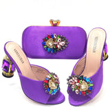 Doershownew Italian blue Shoes And Bag Sets For Evening Party With Stones Italian Leather Handbags Match Bags! HSD1-35