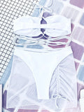 3 Pieces Criss Cross Halter Bikini 2026 Women & Beach Skirt Swimwear Female Sexy Swimsuit Beachwear Bathing Swimming Suit