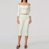 Fashion Mid Sleeve T-shirt Yoga Suits Tight Fitting Slim Sports Tops High Waist Peach Hip Mid Pants Gym Running Fitness Outfits