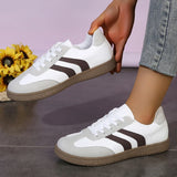 2026 New Vintage Training Flats Women Fashion Stripe Lace-Up German Training Shoes Woman Comfort Soft Flat Heel Sport Sneakers