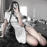 China Cheongsam Anime Sexy Lingerie Women Qipao Dress Costumes Cosplay Role Play Charming Side Open Design Porno Outfits