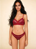 Pure desire thin bra set European and American sexy lingerie lace see-through bra set