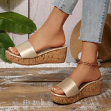 Fashion White Wedges Sandals Women Plus Size 43 Chunky Platform Slippers Woman Lightweight Peep Toe High Heel Sandals Female
